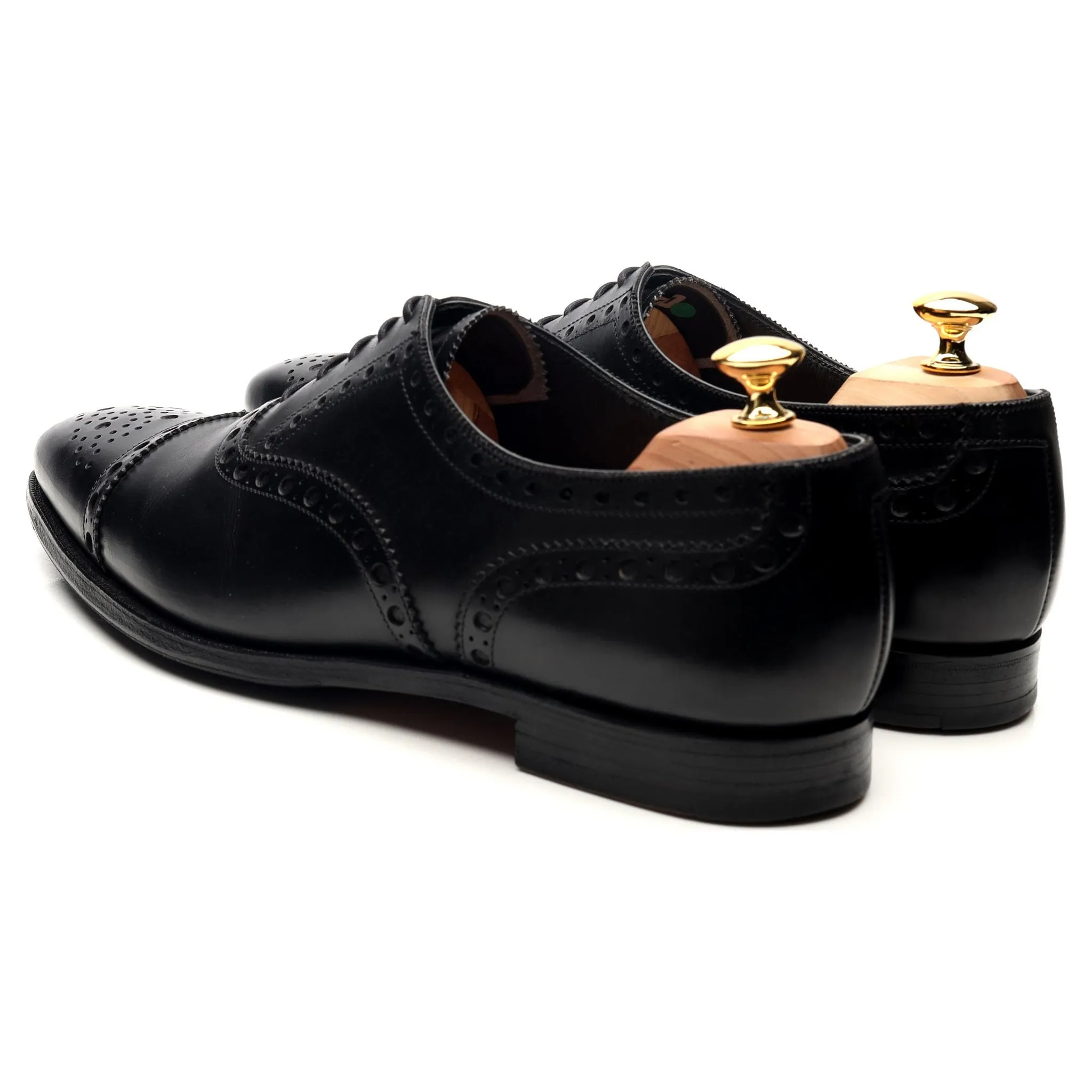 Black Leather Oxford Semi Brogues UK 10 E