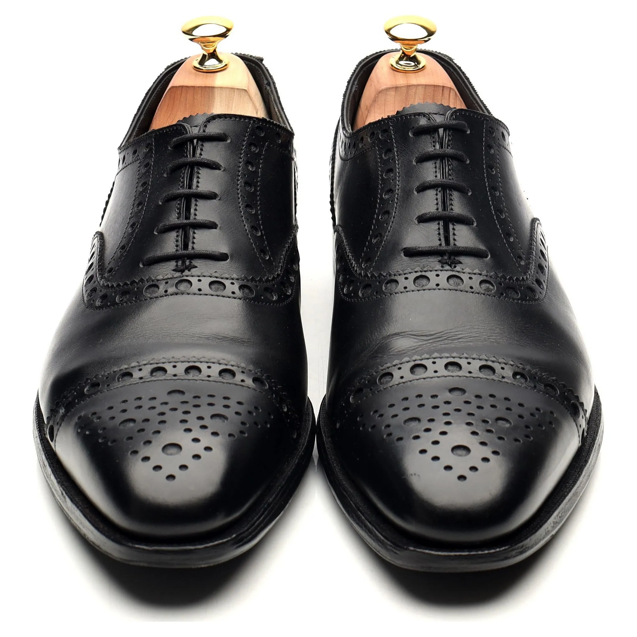 Black Leather Oxford Semi Brogues UK 10 E