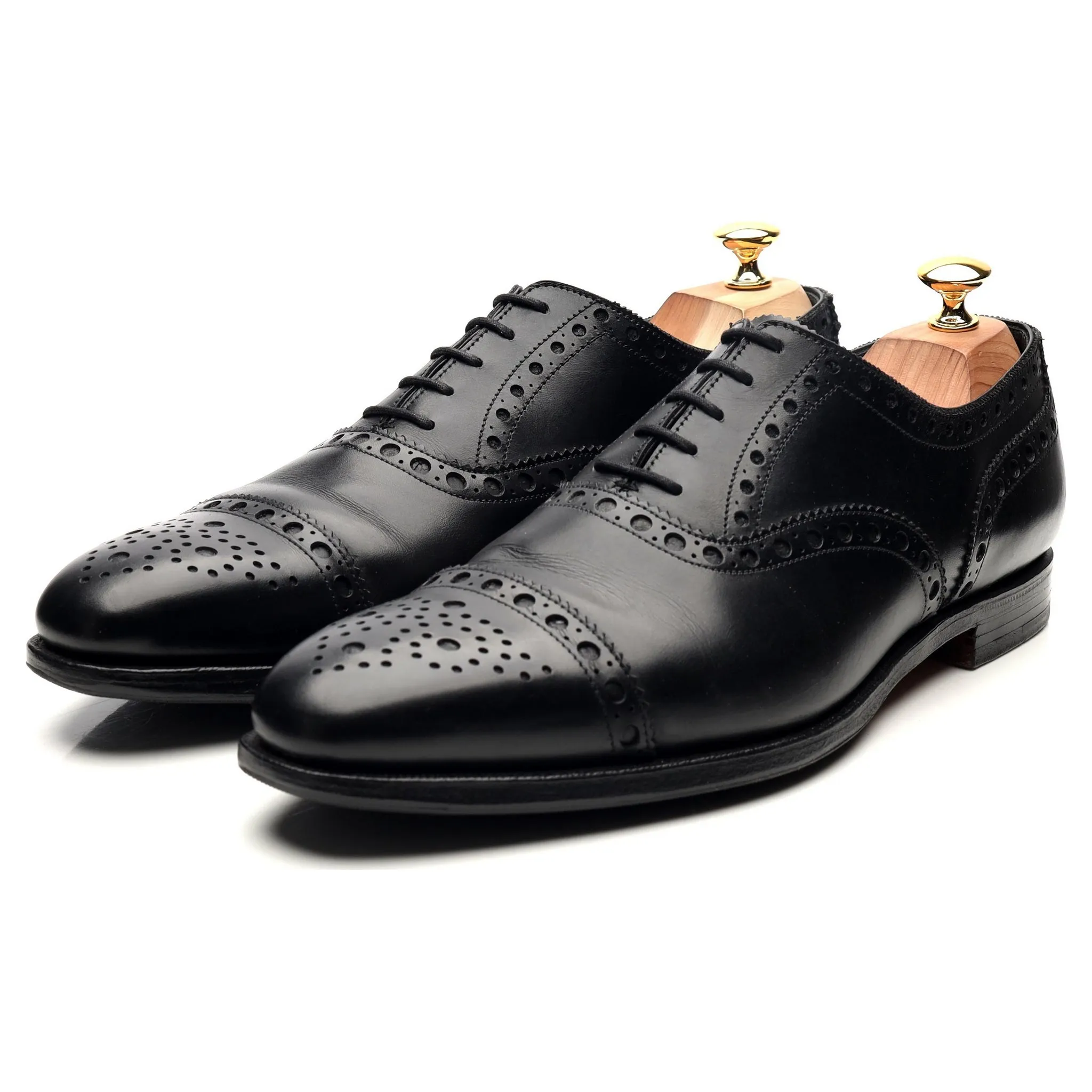 Black Leather Oxford Semi Brogues UK 10 E