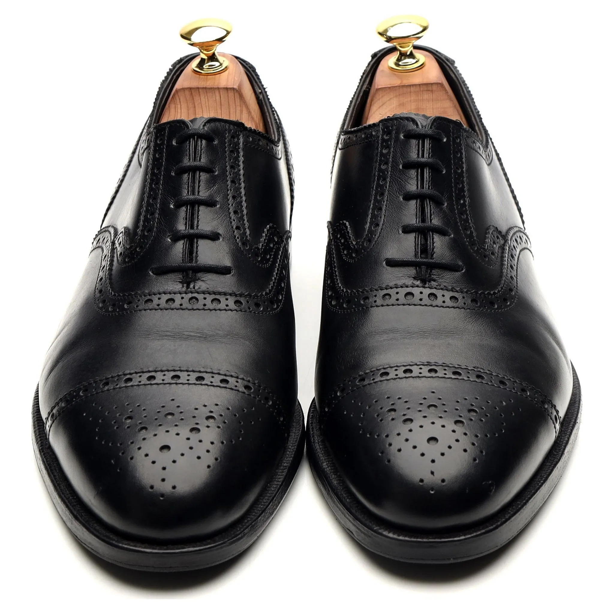 Black Leather Oxford Semi Brogues UK 8 G