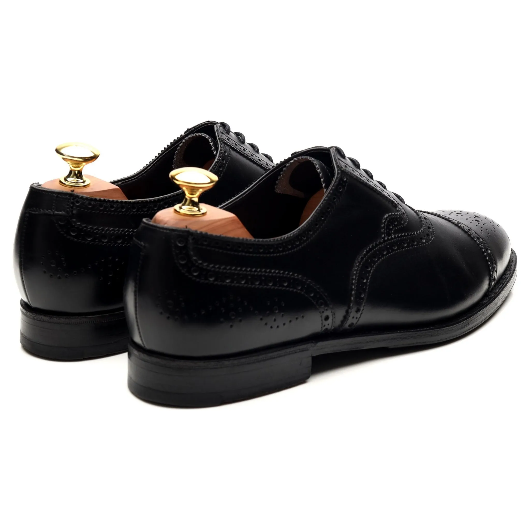 Black Leather Oxford Semi Brogues UK 8 G