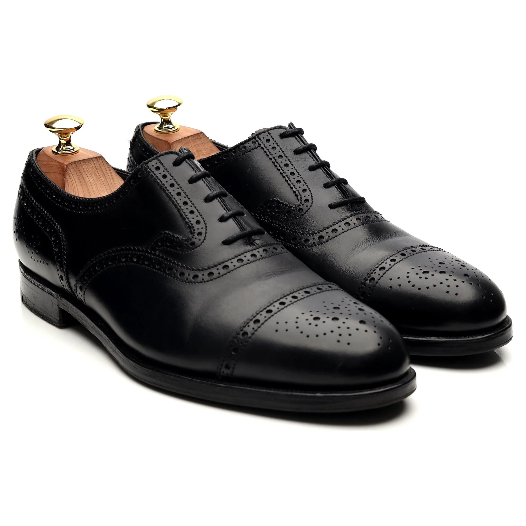 Black Leather Oxford Semi Brogues UK 8 G