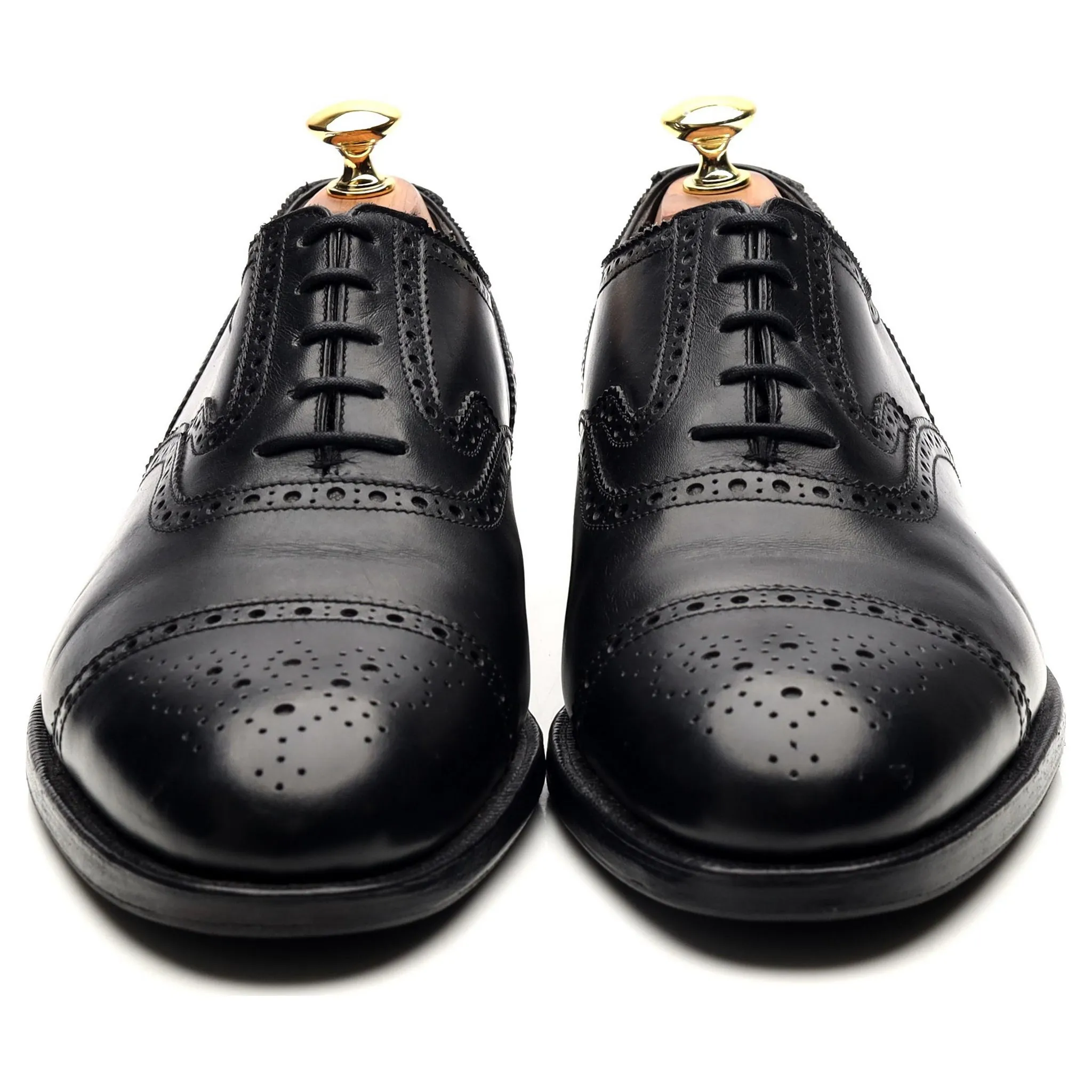 Black Leather Oxford Semi Brogues UK 8 G