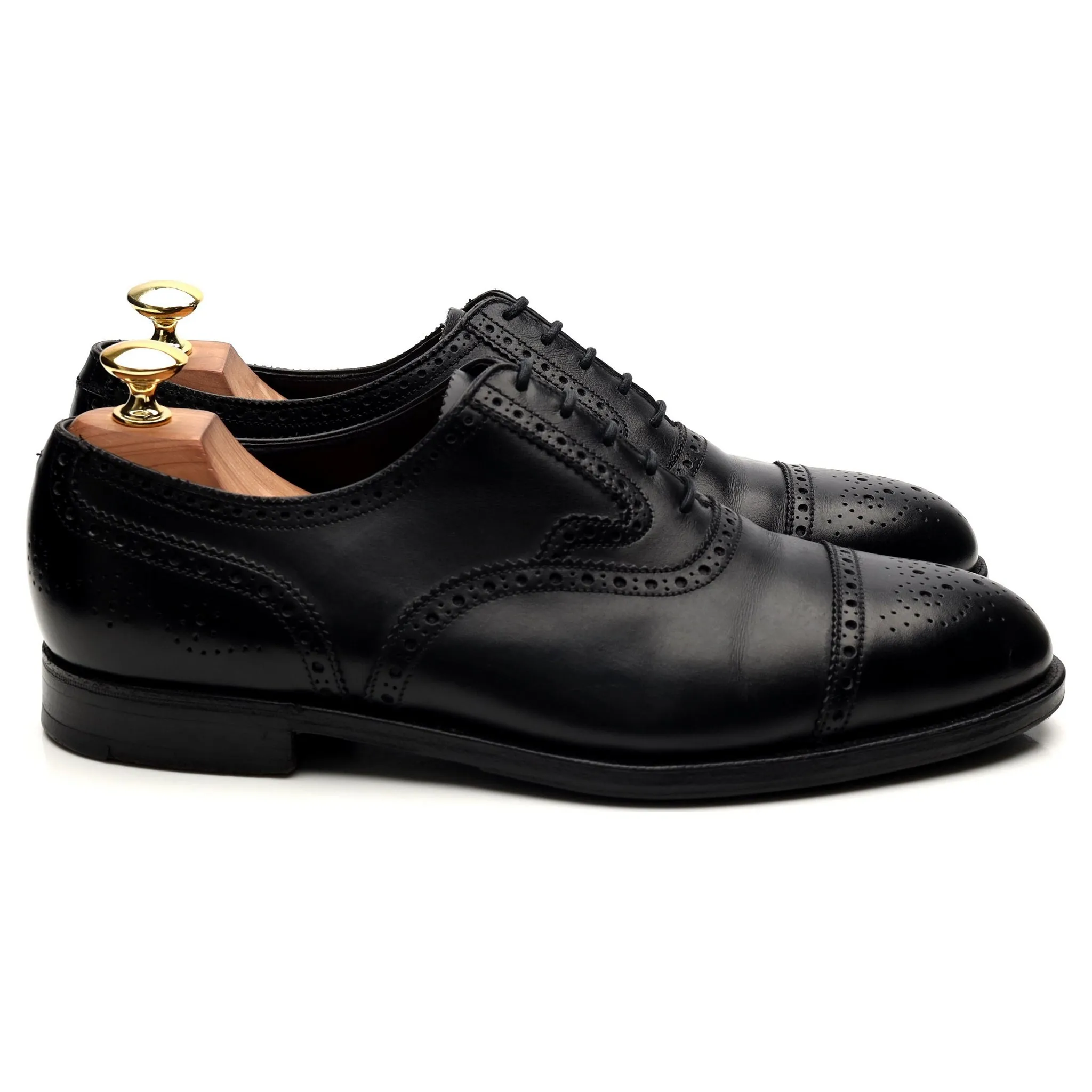 Black Leather Oxford Semi Brogues UK 8 G