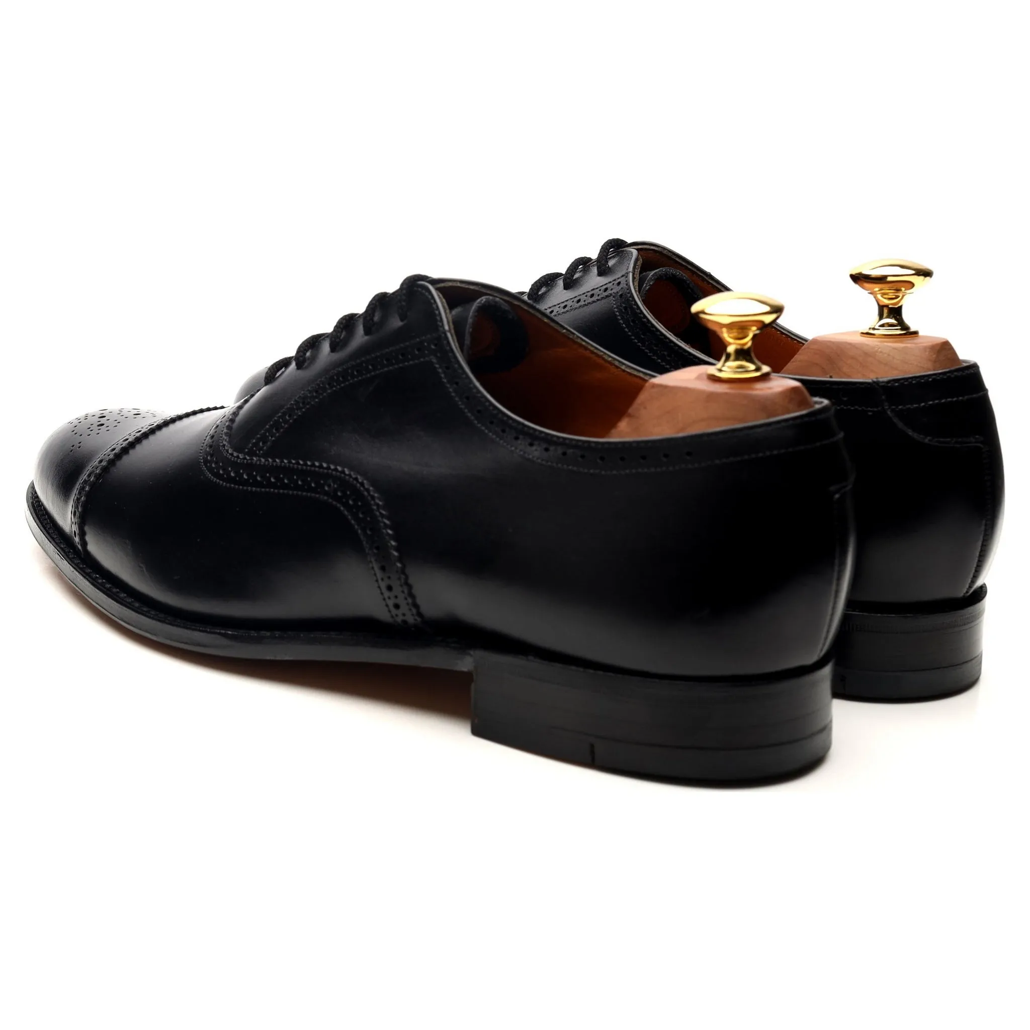 Black Leather Oxford Semi Brogues UK 9 EF