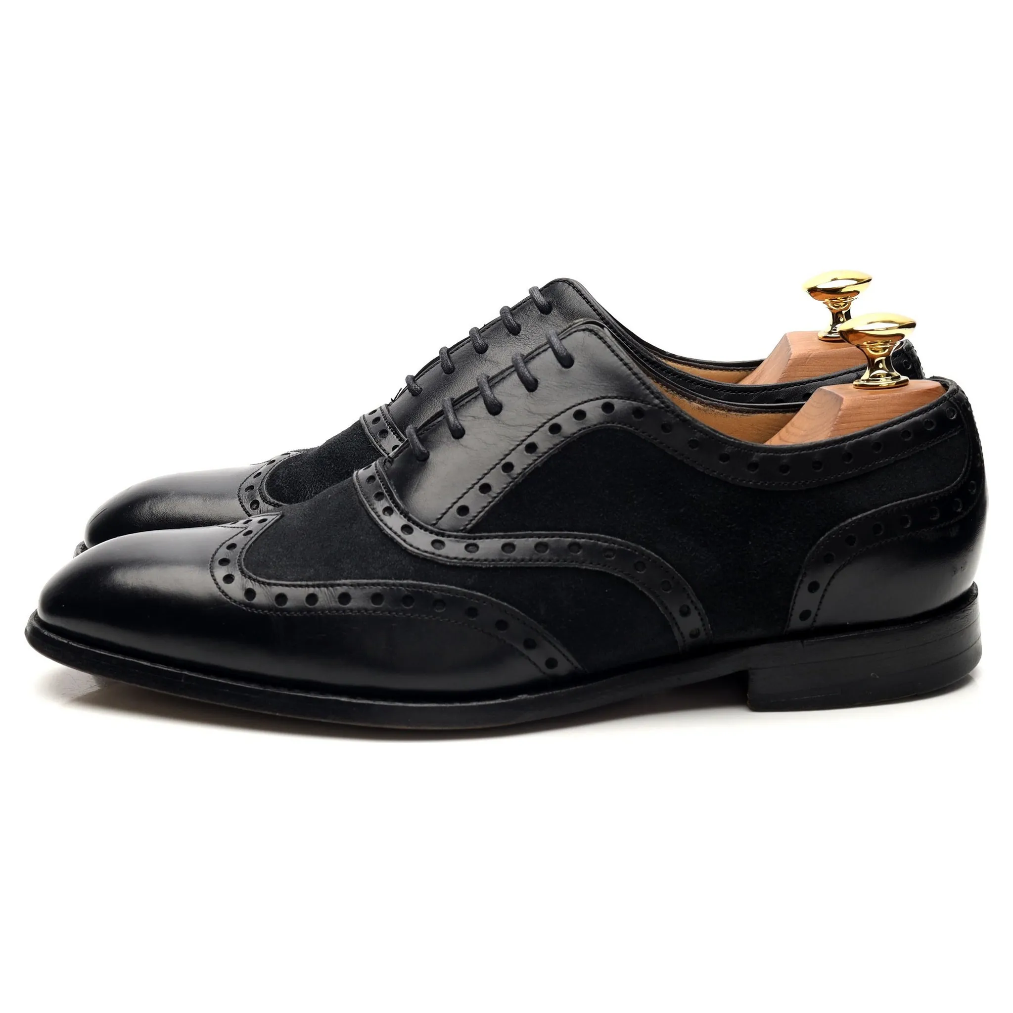 Black Leather Suede Oxford Brogue UK 6.5 FX