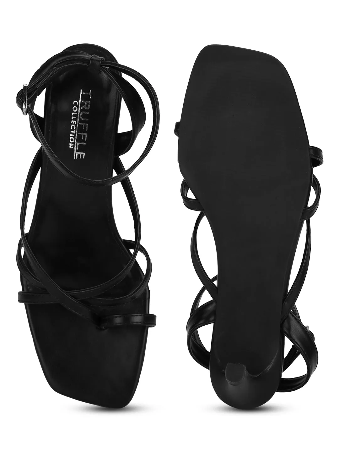 Black PU Strappy Stiletto Sandals (TC-ST-1232-BLKPU)