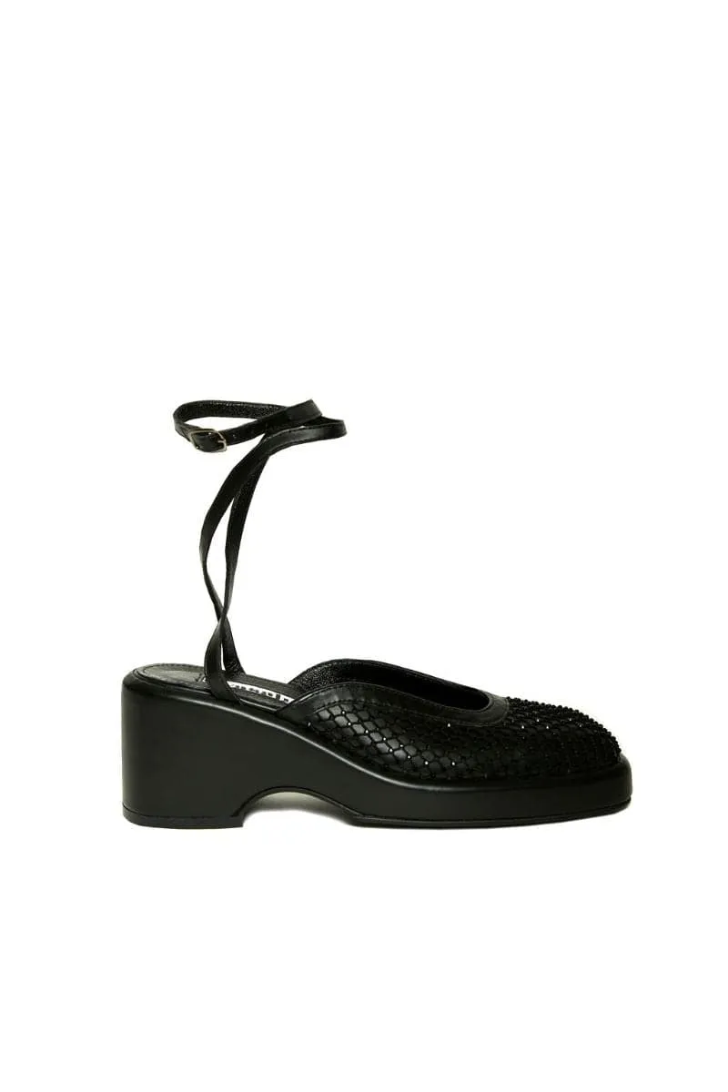 BLACK SLINGBACK WITH GEMS