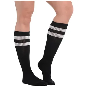 Black Striped Knee Socks