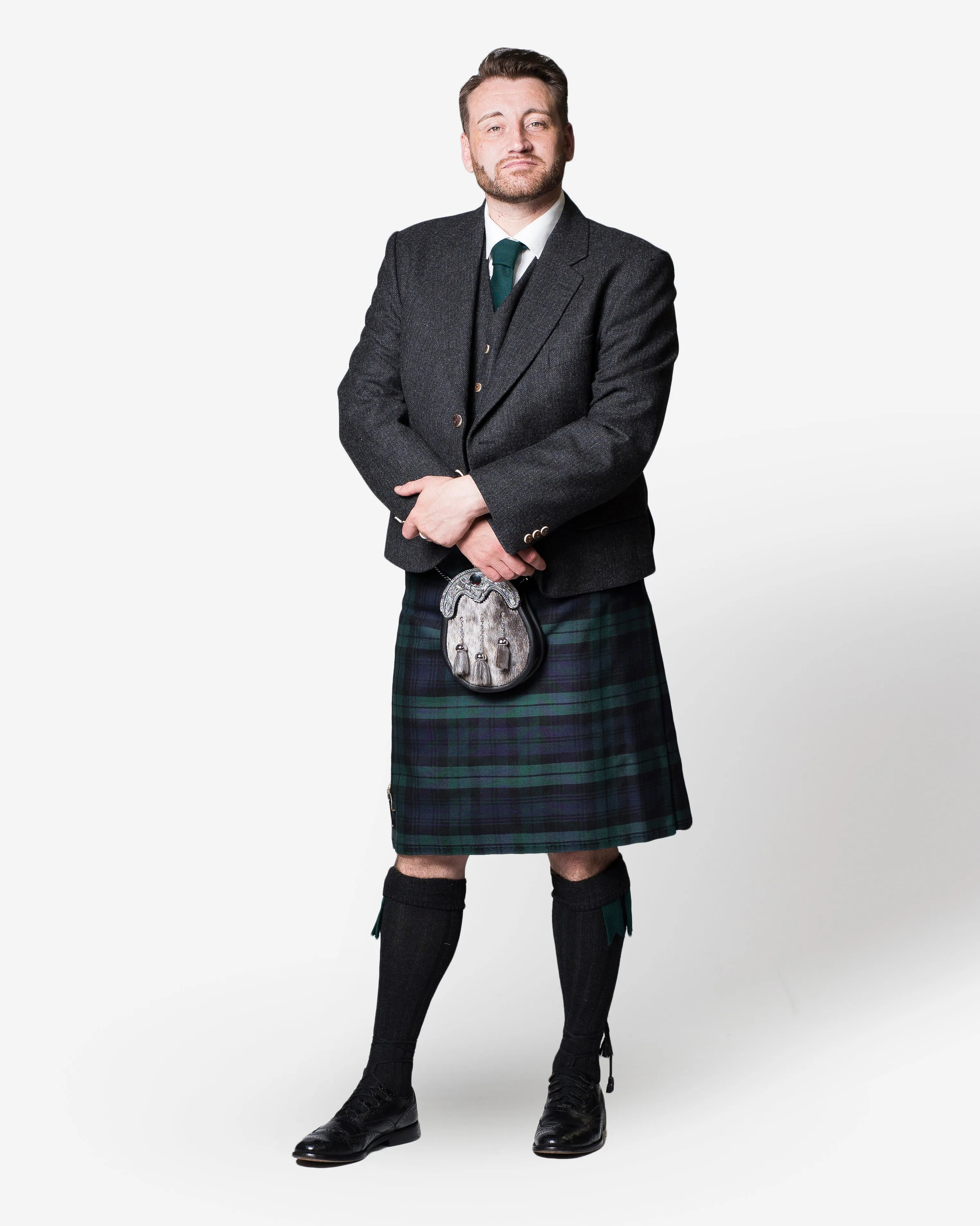 Black Watch / Lovat Charcoal Tweed Kilt Hire Outfit