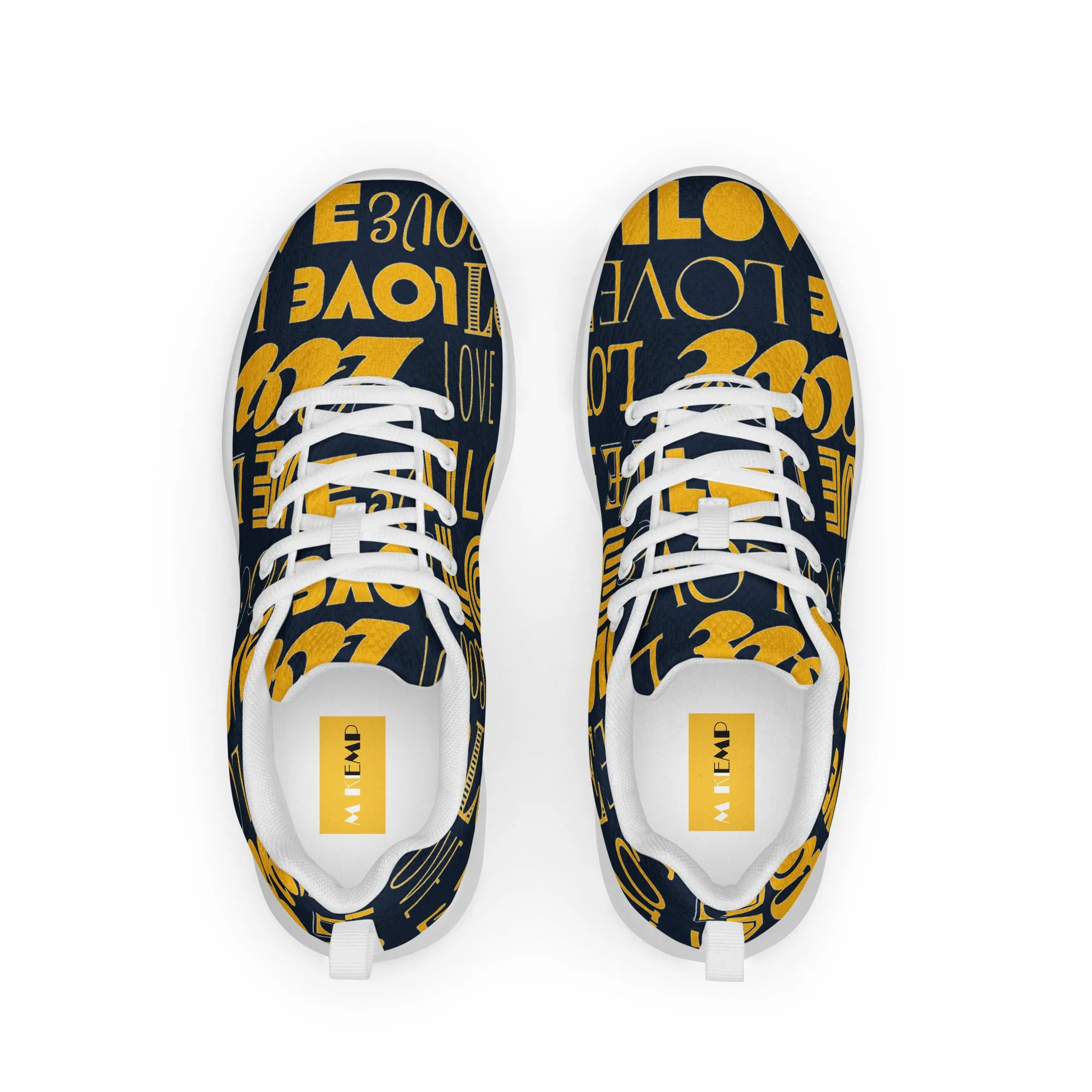 Blue & Gold Love Print Women’s athletic shoes