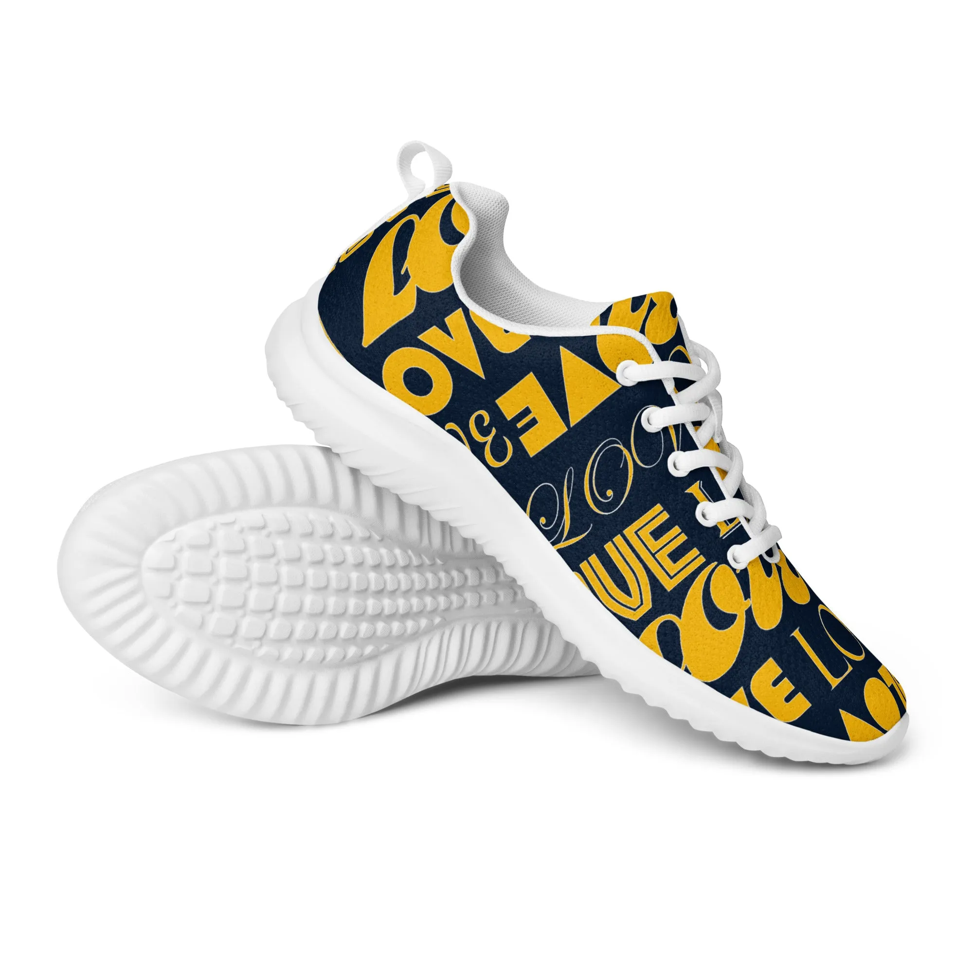 Blue & Gold Love Print Women’s athletic shoes