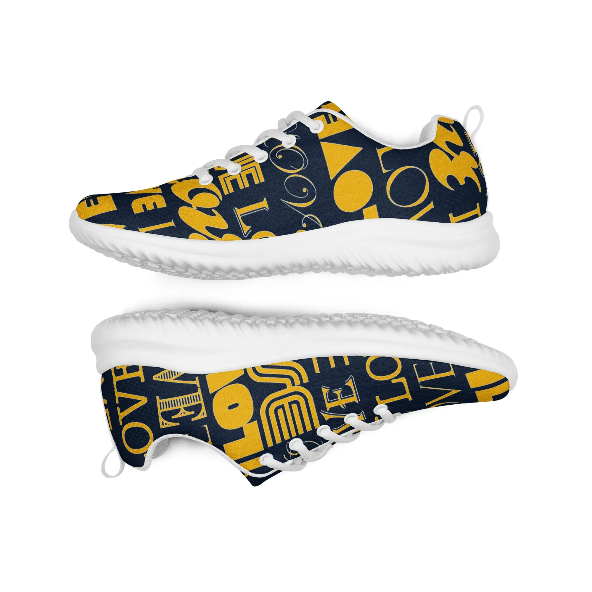 Blue & Gold Love Print Women’s athletic shoes