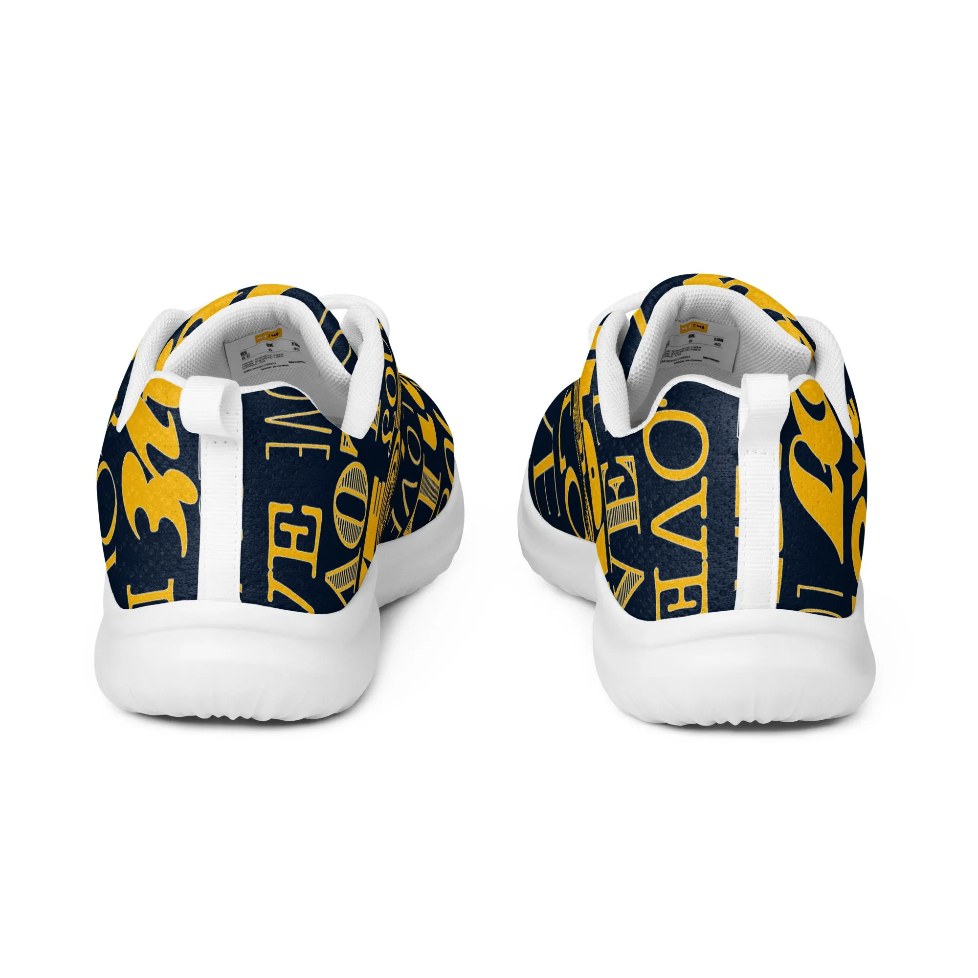 Blue & Gold Love Print Women’s athletic shoes