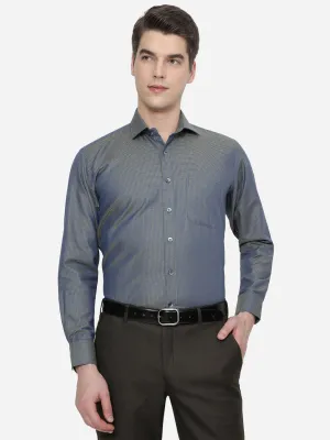 Blue & Green Solid Regular Fit Formal Shirt | JadeBlue