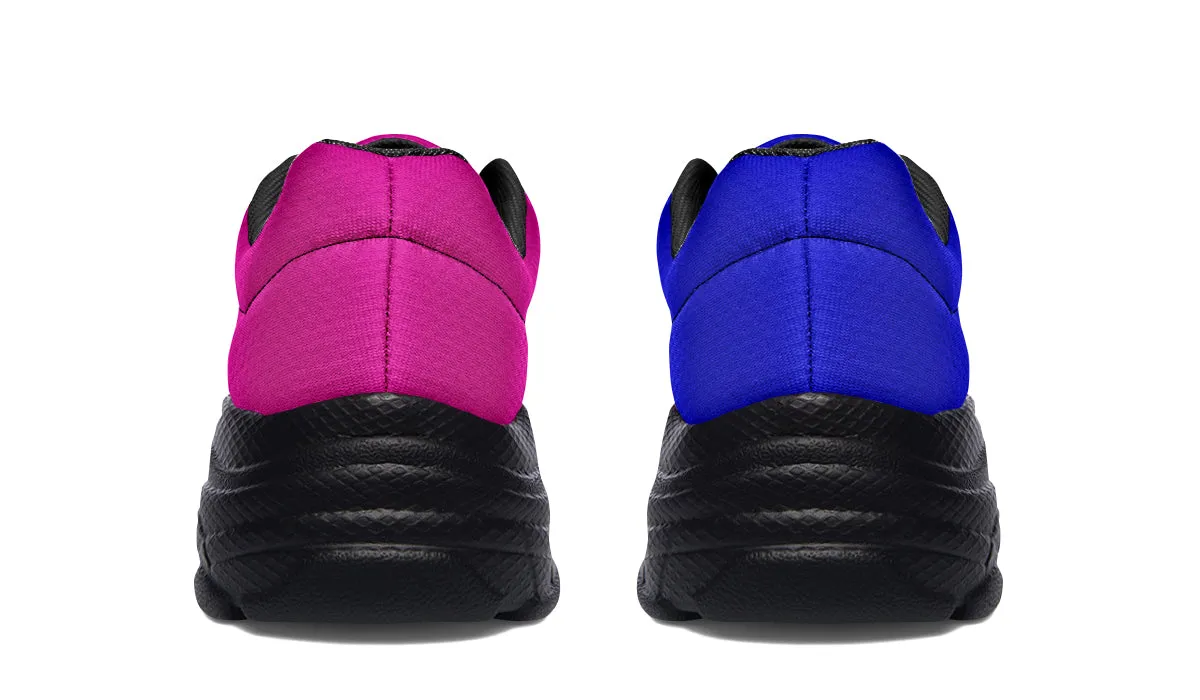 Blue And Pink Mismatch Chunky Sneakers