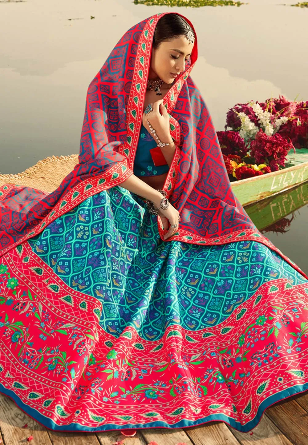 Blue Multi Coloured Lehenga Choli