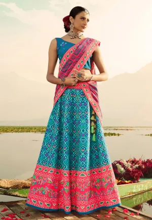 Blue Multi Coloured Lehenga Choli