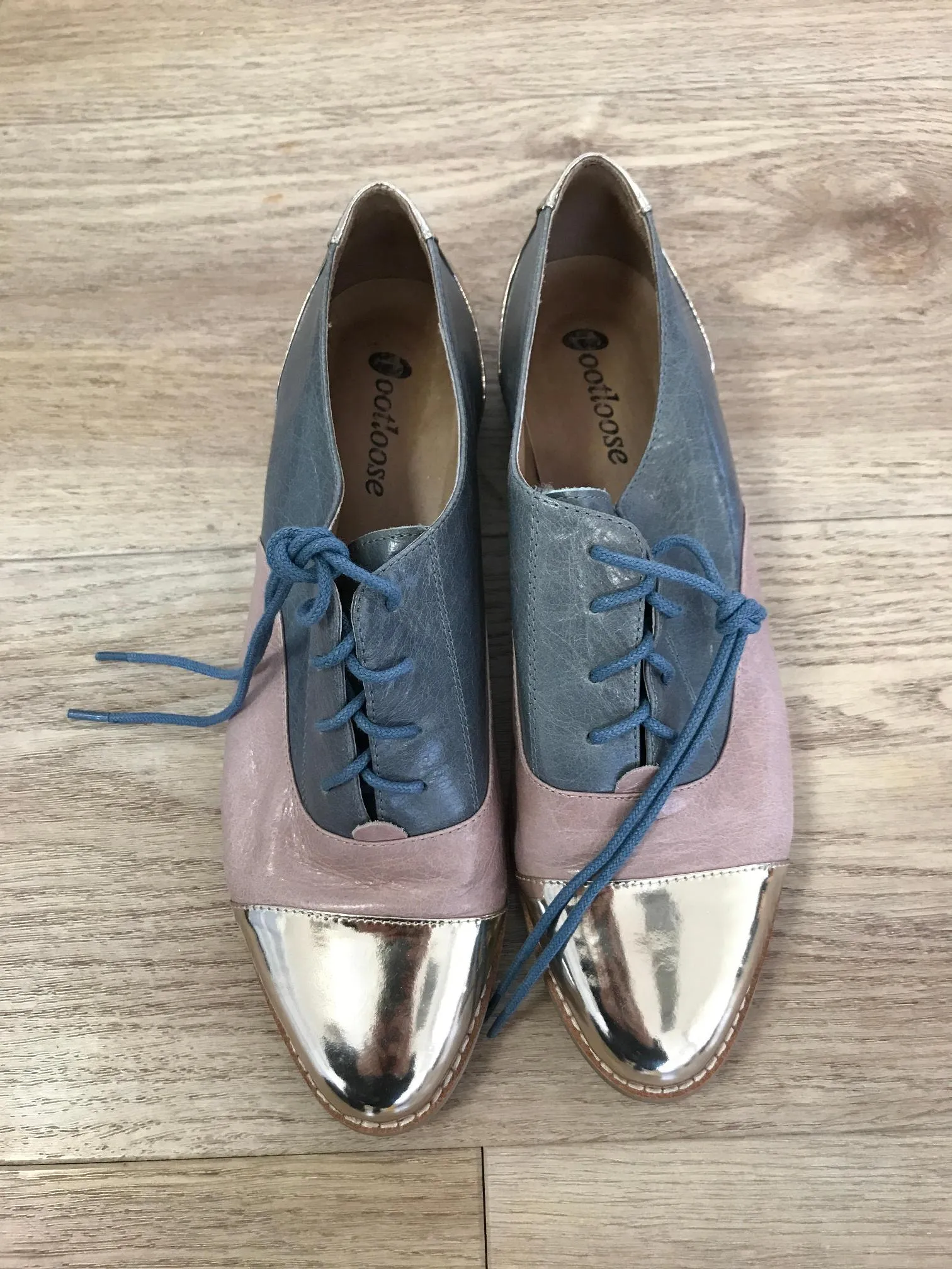 Blue, Pink and Silver Brogues, Footloose, Size 7