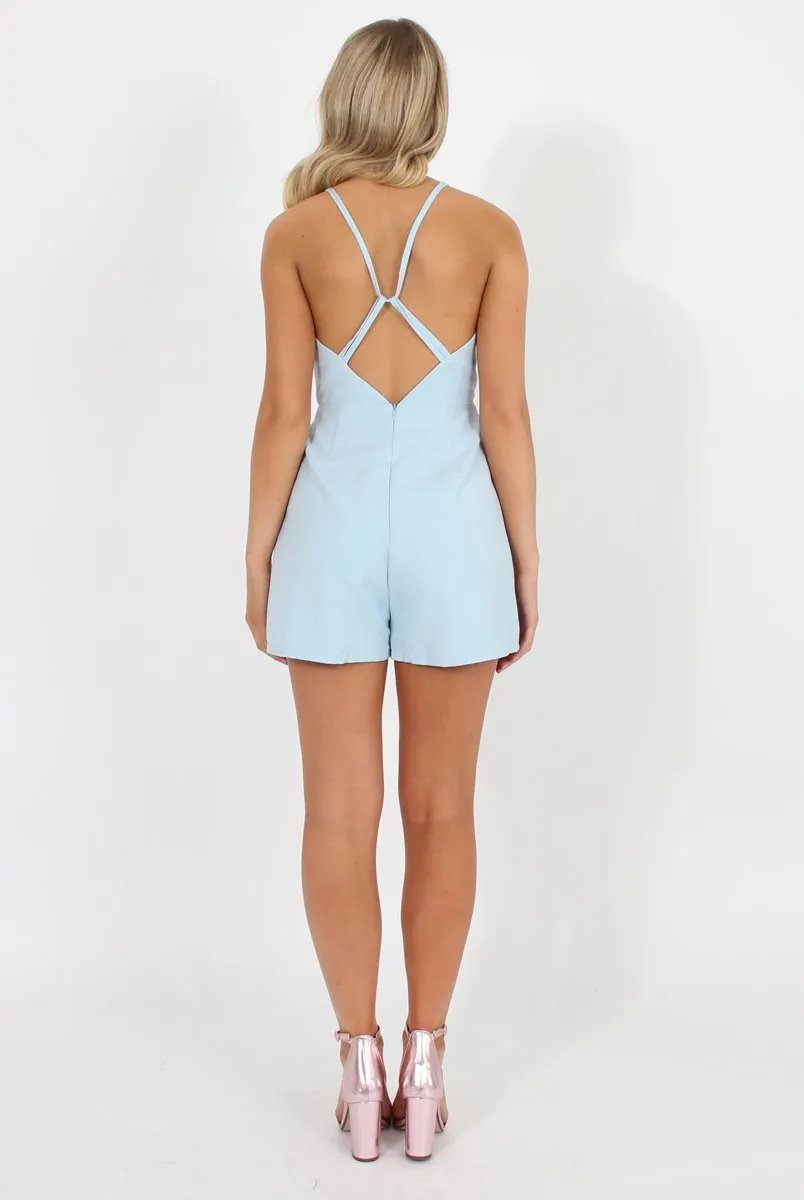 Blue V Front Playsuit - Tazmin