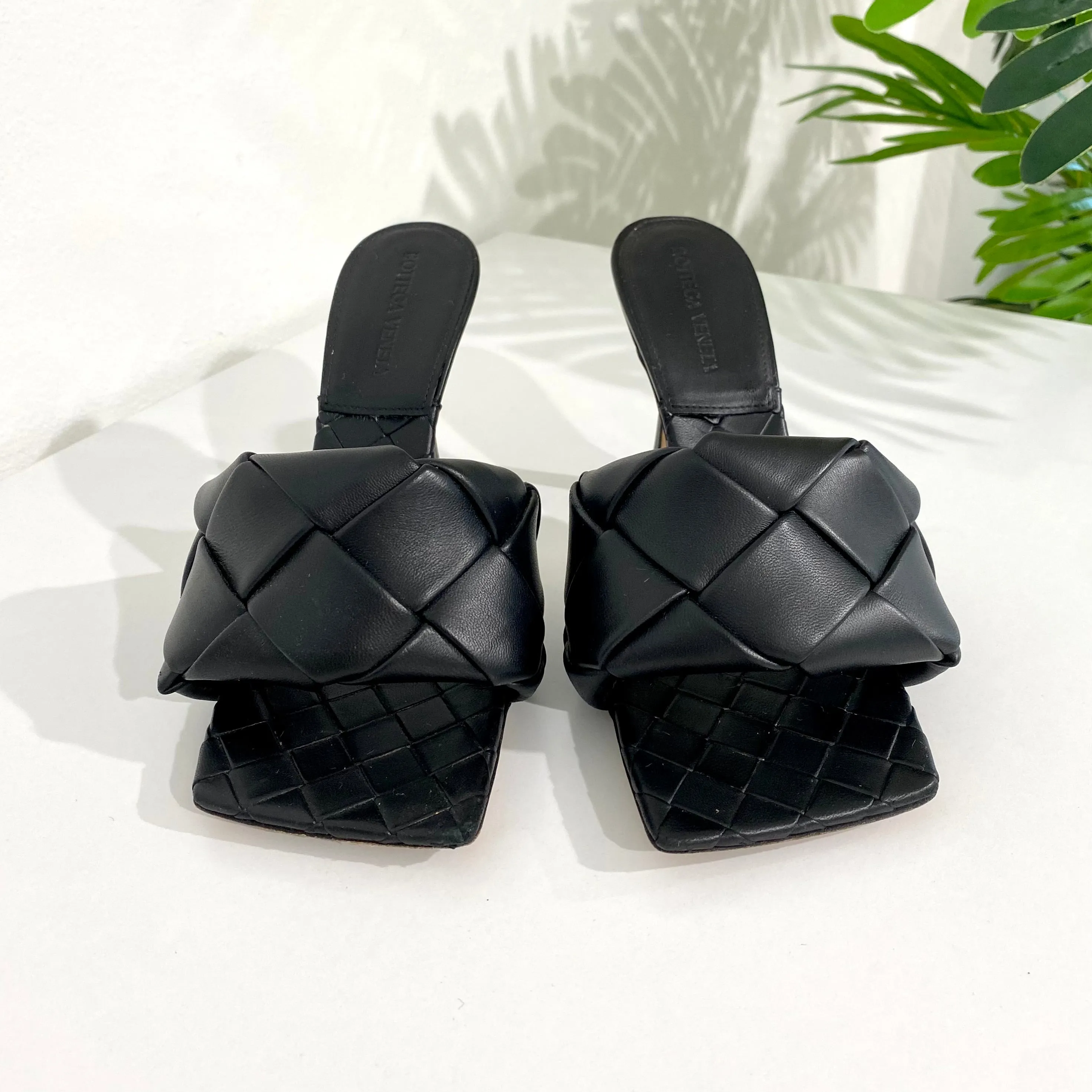 Bottega Veneta Black Lido Heeled Sandals