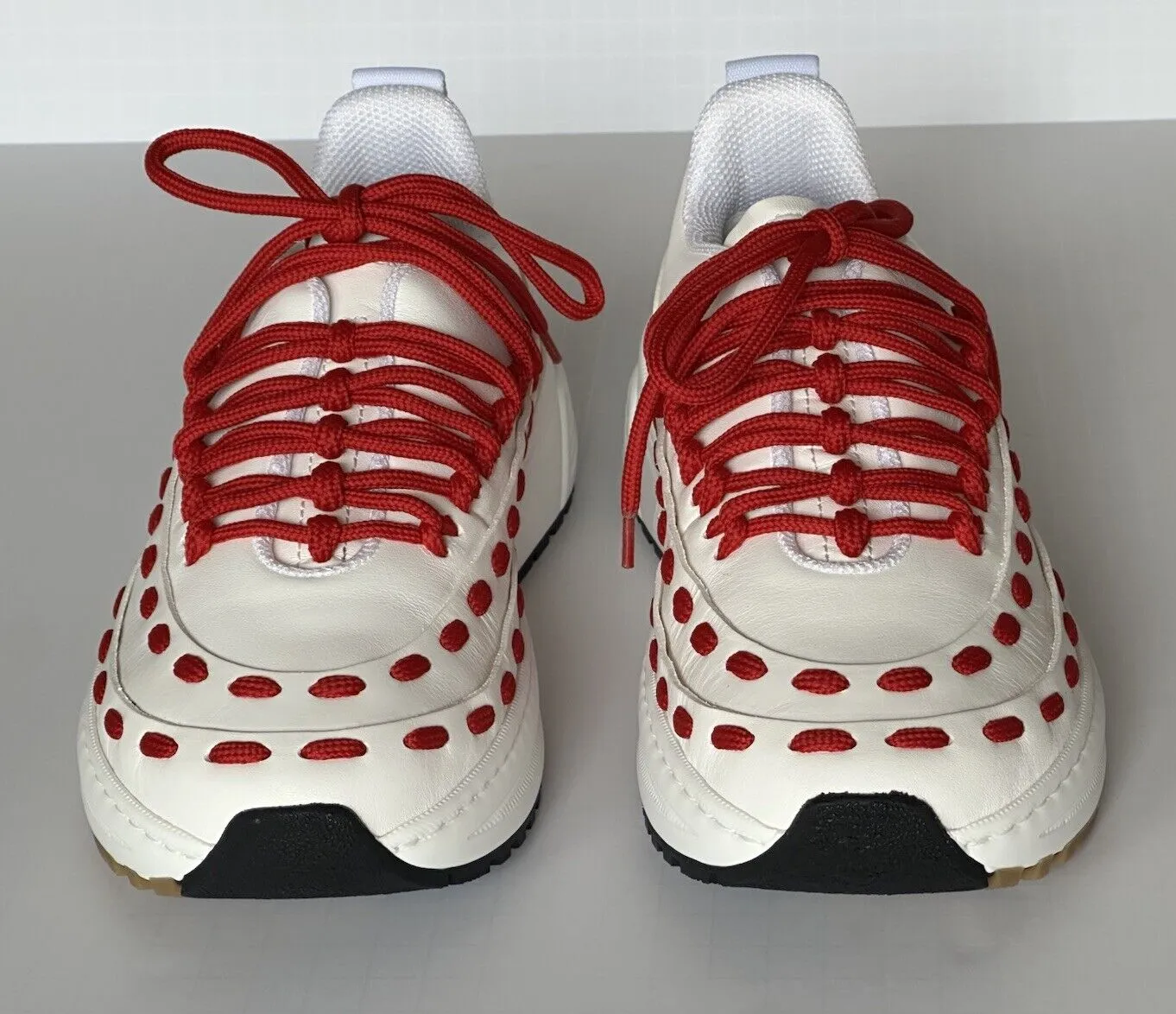 Bottega Veneta Mens Leather White/Red Sneakers 8.5 US (41.5 Eu) 578305 NIB $990