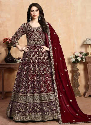 Bridal Red Zari Embroidered Designer Anarkali Suit