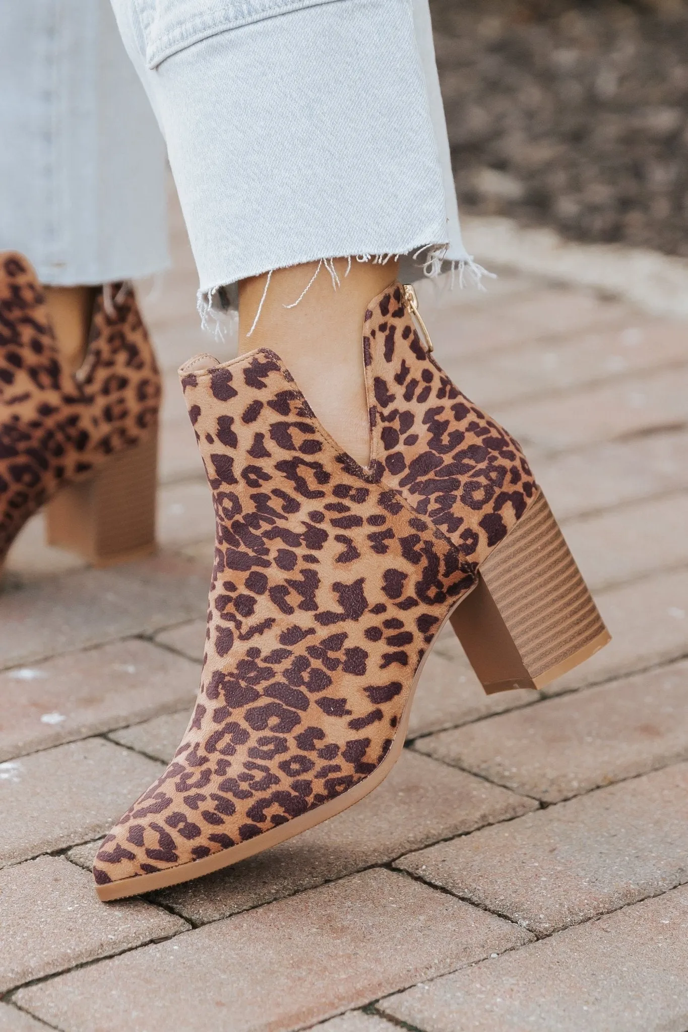 Brown Leopard Heeled Ankle Booties