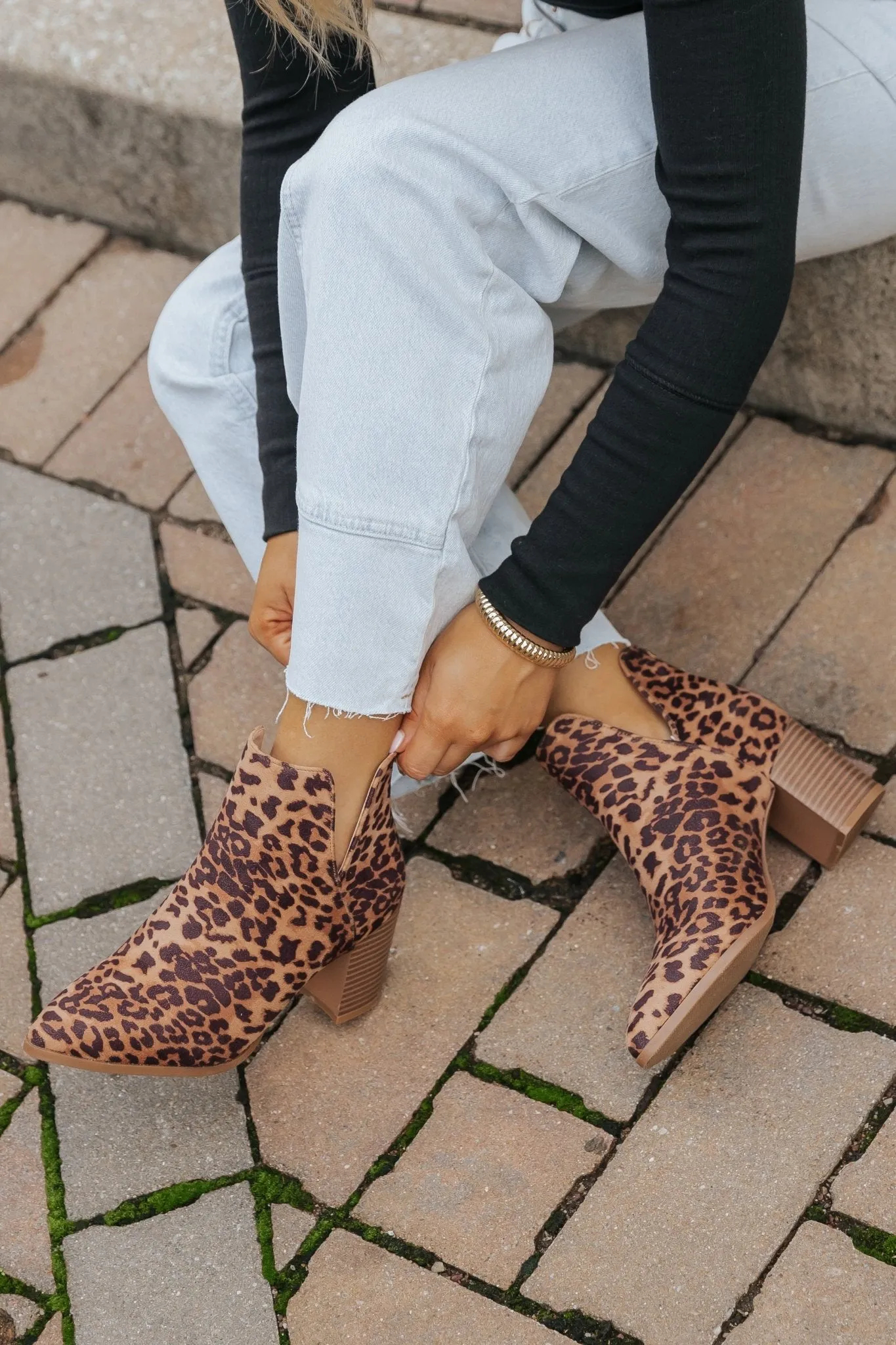 Brown Leopard Heeled Ankle Booties