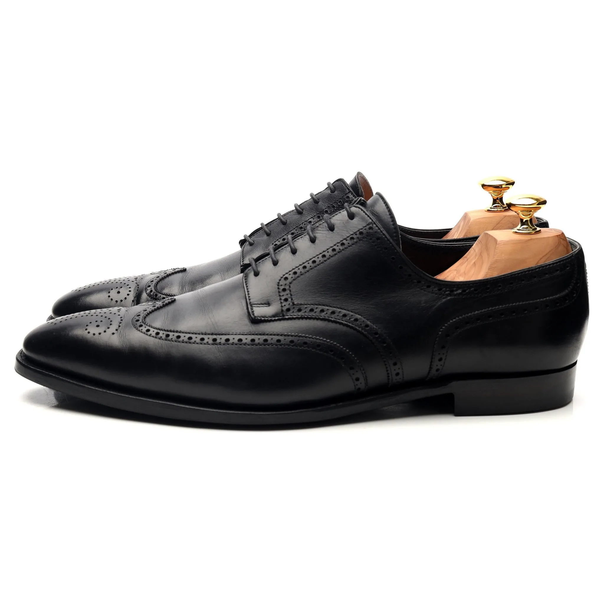 'Brunswick' Black Leather Derby Brogues UK 10.5 E