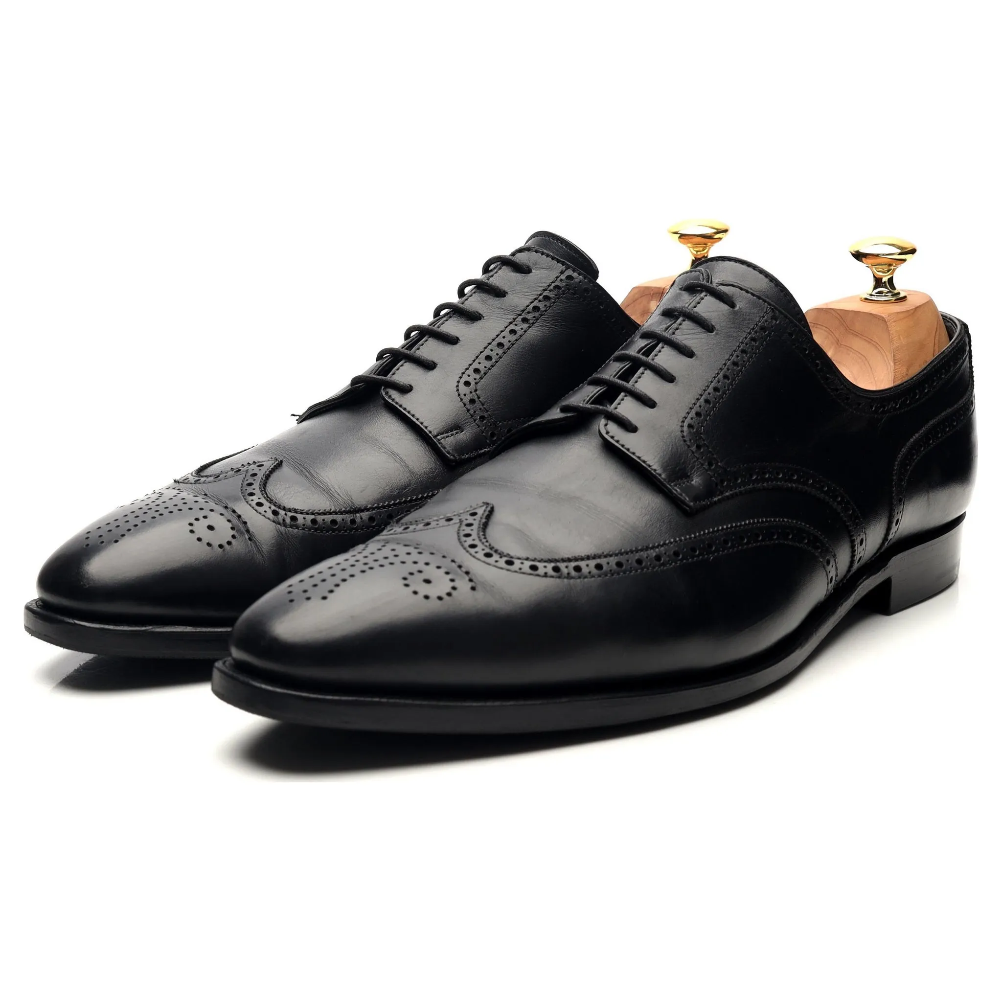 'Brunswick' Black Leather Derby Brogues UK 10.5 E