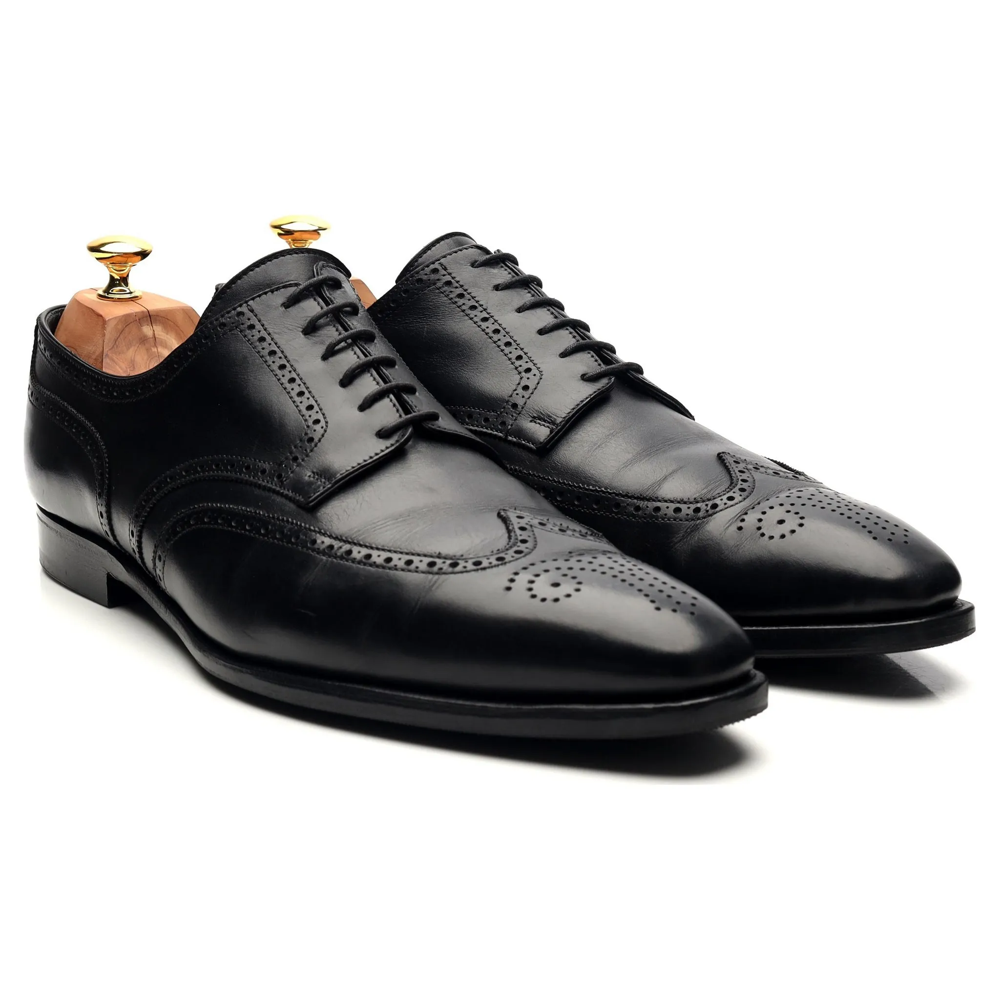 'Brunswick' Black Leather Derby Brogues UK 10.5 E