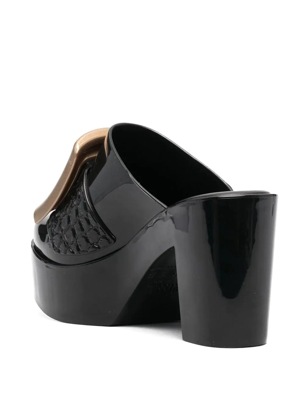 Buckle Mule - Black and Gold