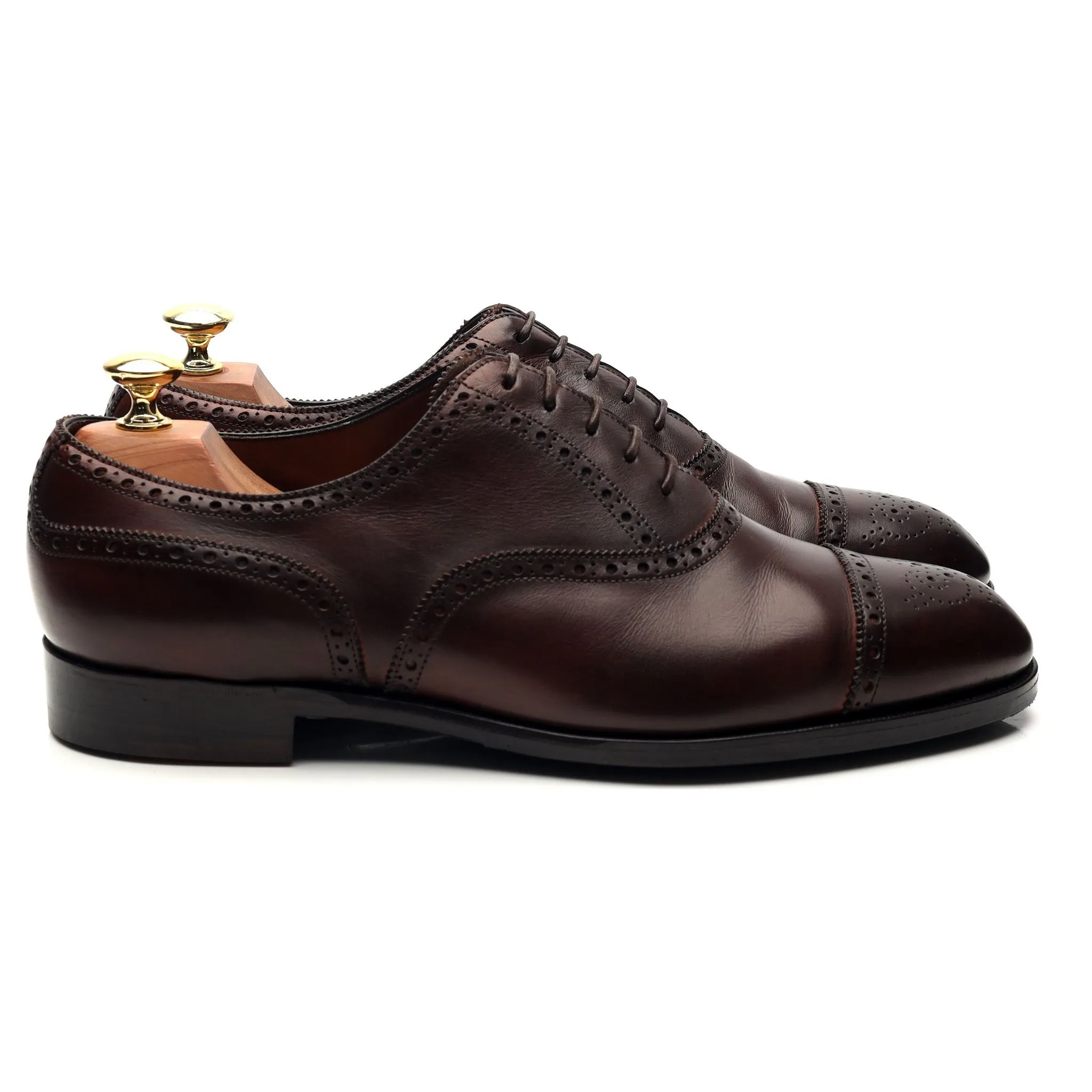 'Cadogan' Dark Brown Leather Oxford Semi Brogues UK 8.5 F