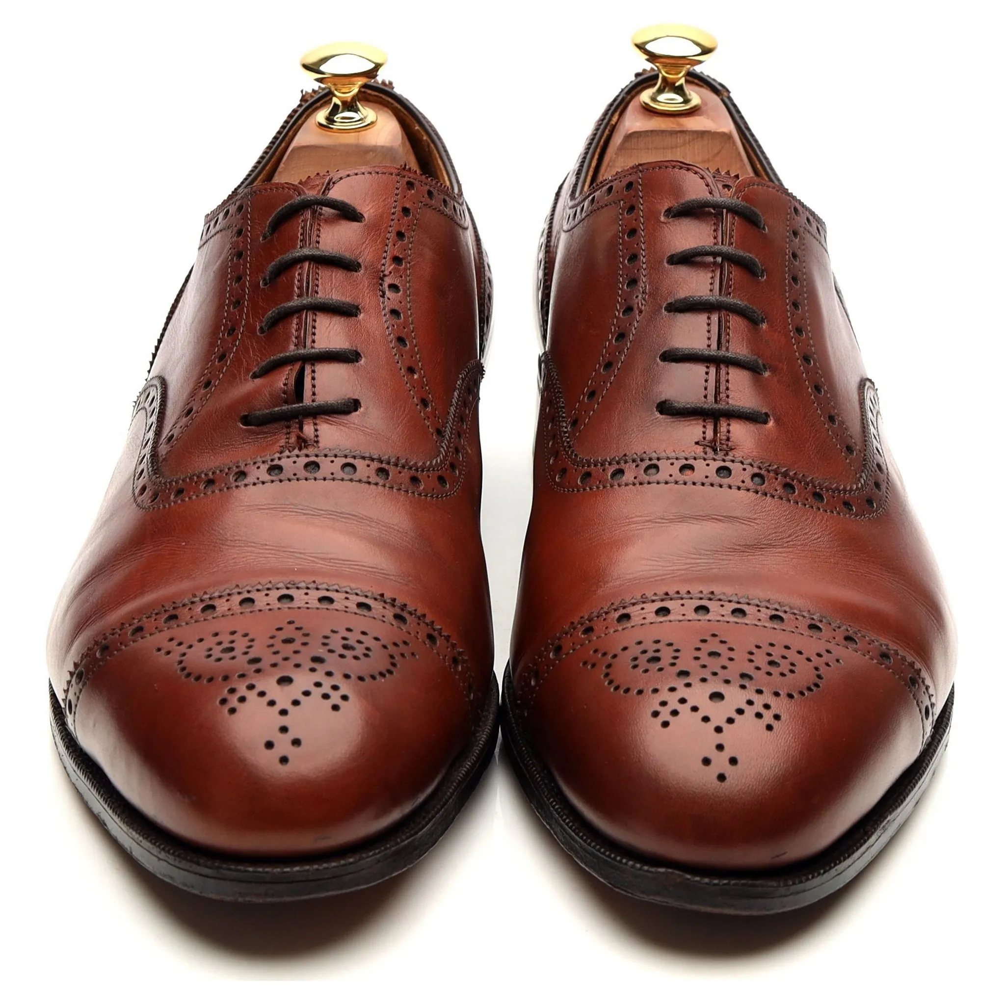 'Cadogan' Tan Brown Leather Oxford Semi Brogues UK 9.5 F