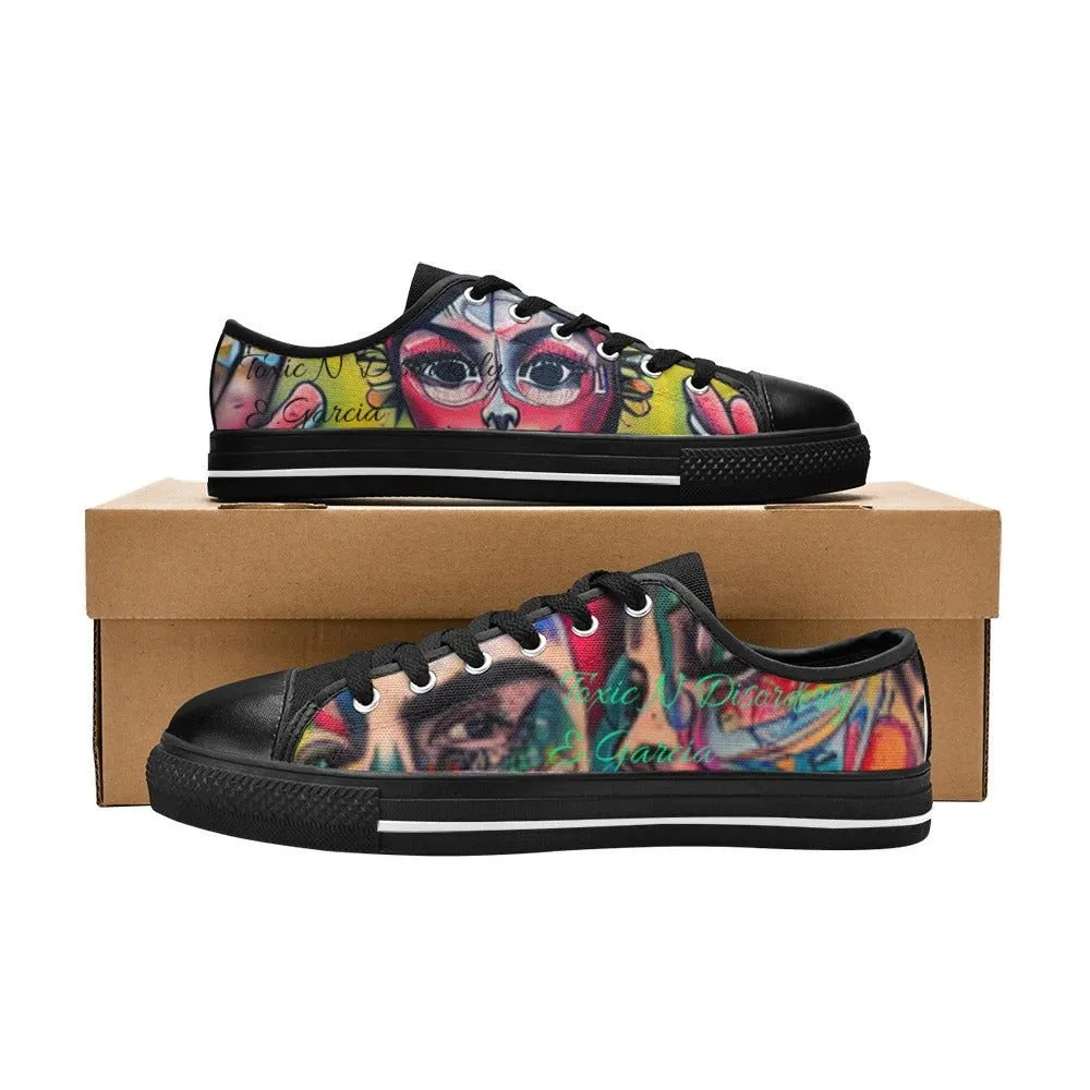 Canvas Women's Shoes -LA Exclusive Urban Graffiti Miss Match Art Toxic N Disorderly