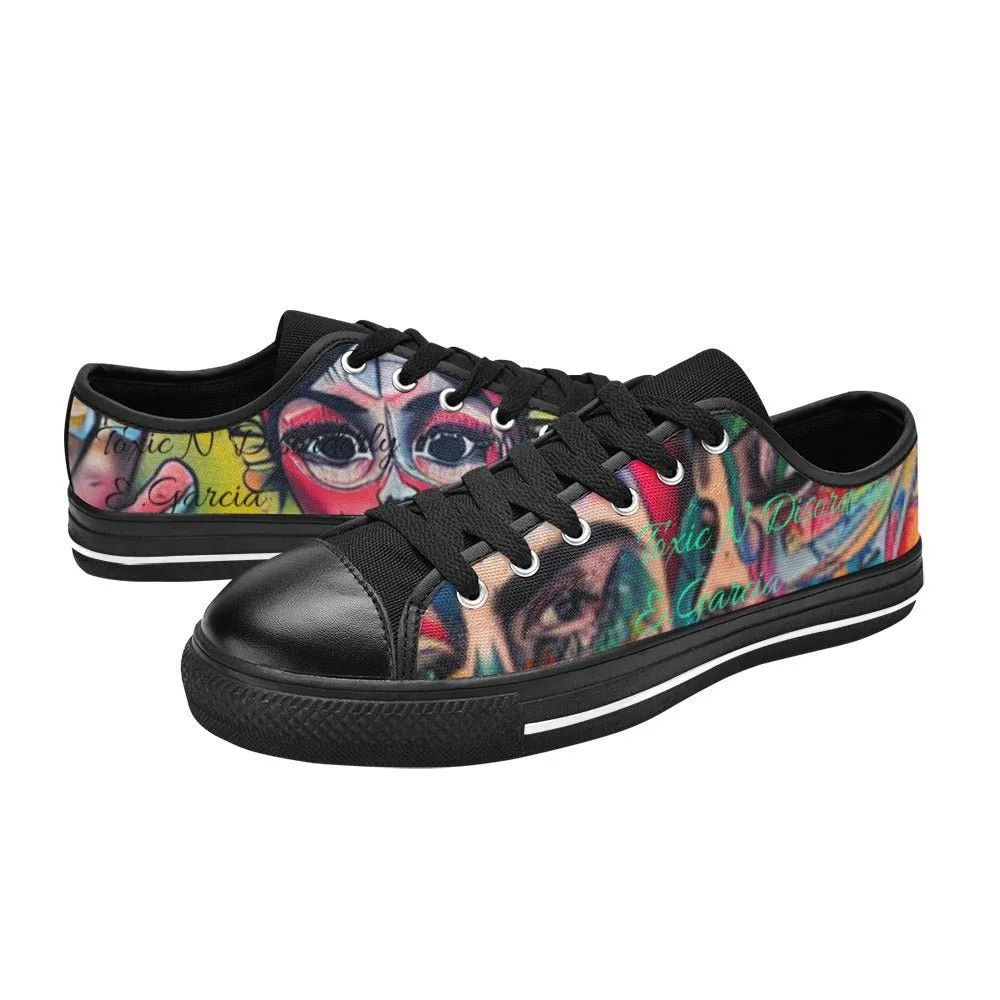 Canvas Women's Shoes -LA Exclusive Urban Graffiti Miss Match Art Toxic N Disorderly