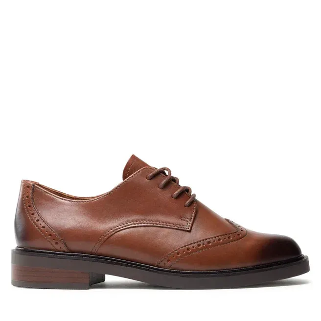 Caprice Cognac Lace up Brogue shoe.