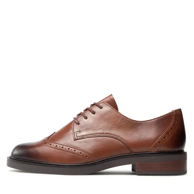 Caprice Cognac Lace up Brogue shoe.