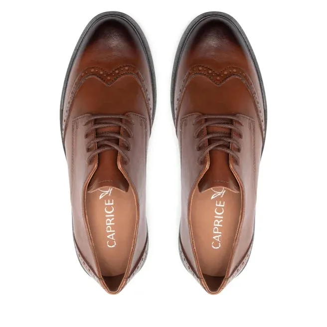 Caprice Cognac Lace up Brogue shoe.