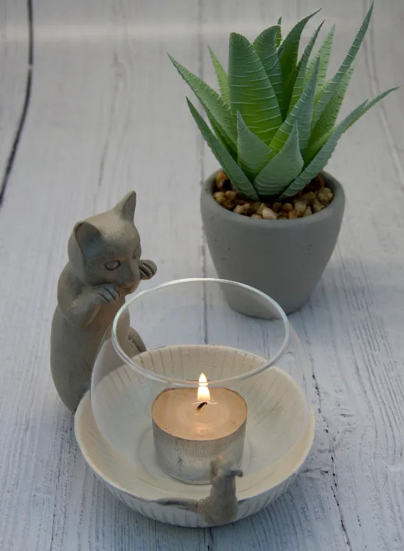 Cat and Mouse Tea Light Holder