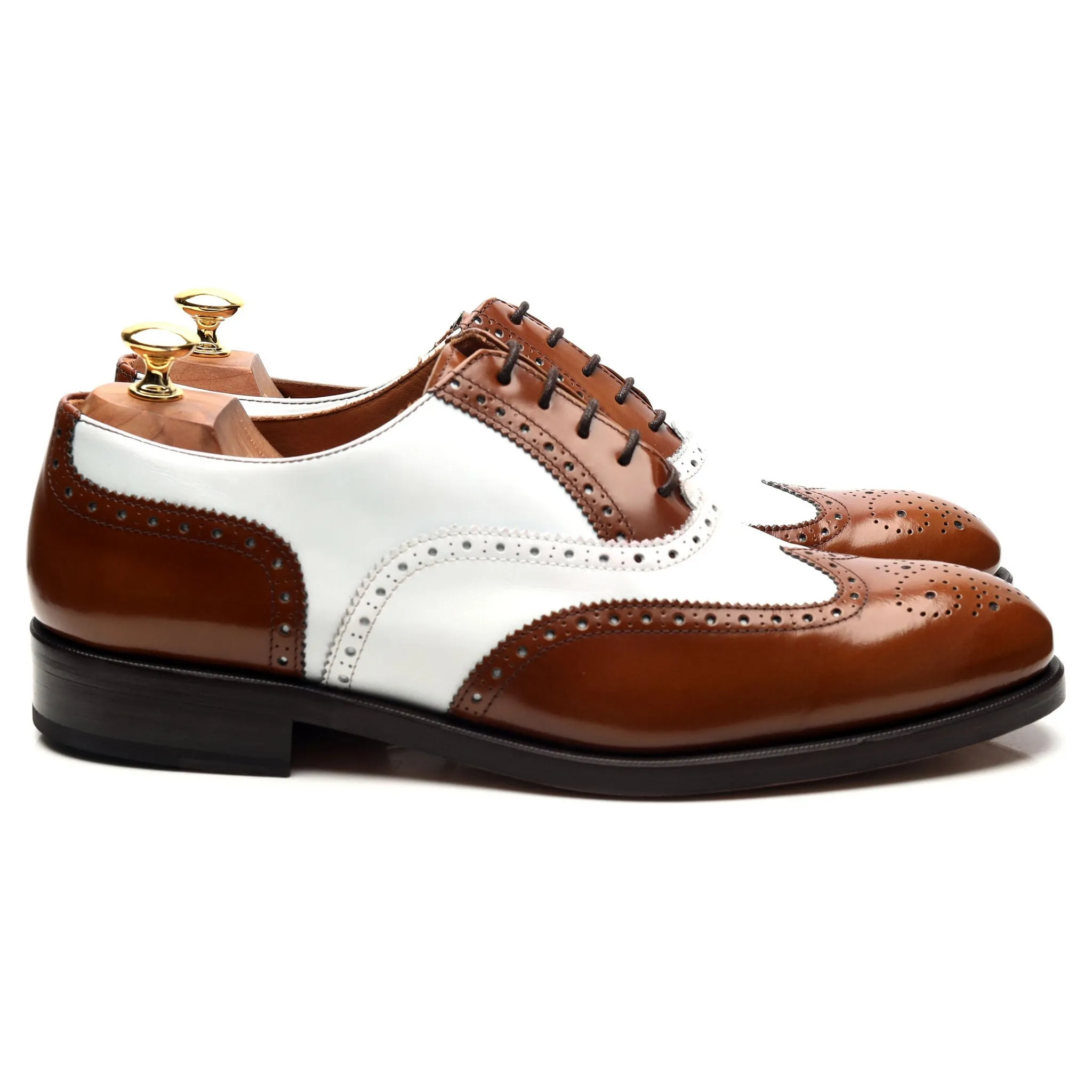 'Charleston' Brown White Leather Oxford Spectator Brogues UK 10.5