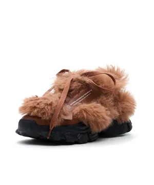 Chunky Fur Sneakers - Camel