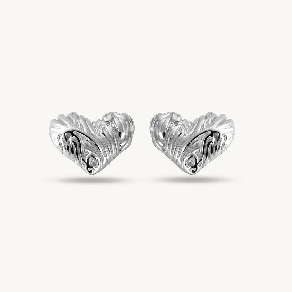 Chunky Molten Heart Earrings