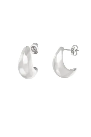 Chunky Moon Earrings - Silver