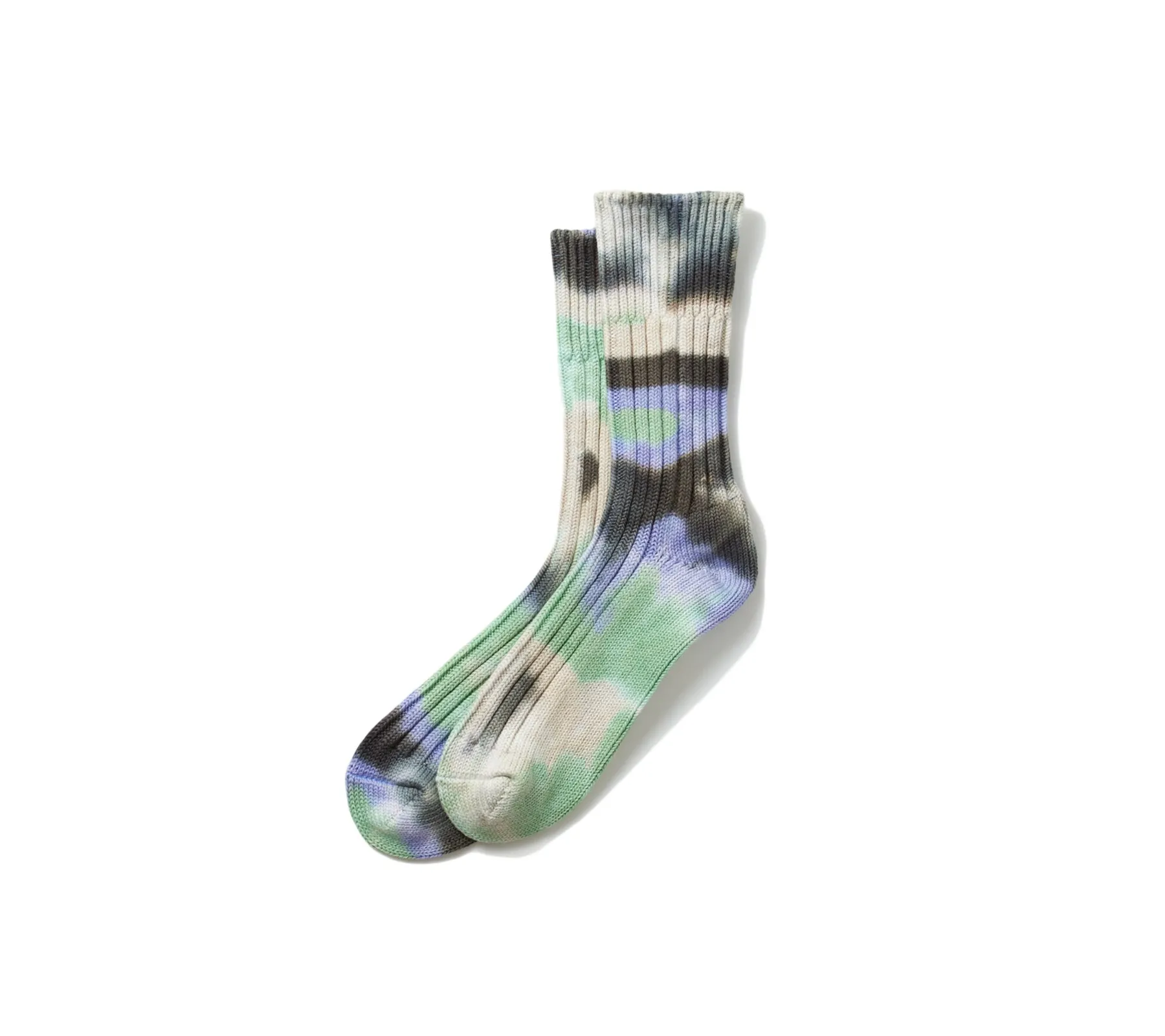 Chunky Ribbed Crew Socks "Tie Dye" | Bk/MNT/PL