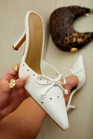 Coraima Mule Heel Pumps - White