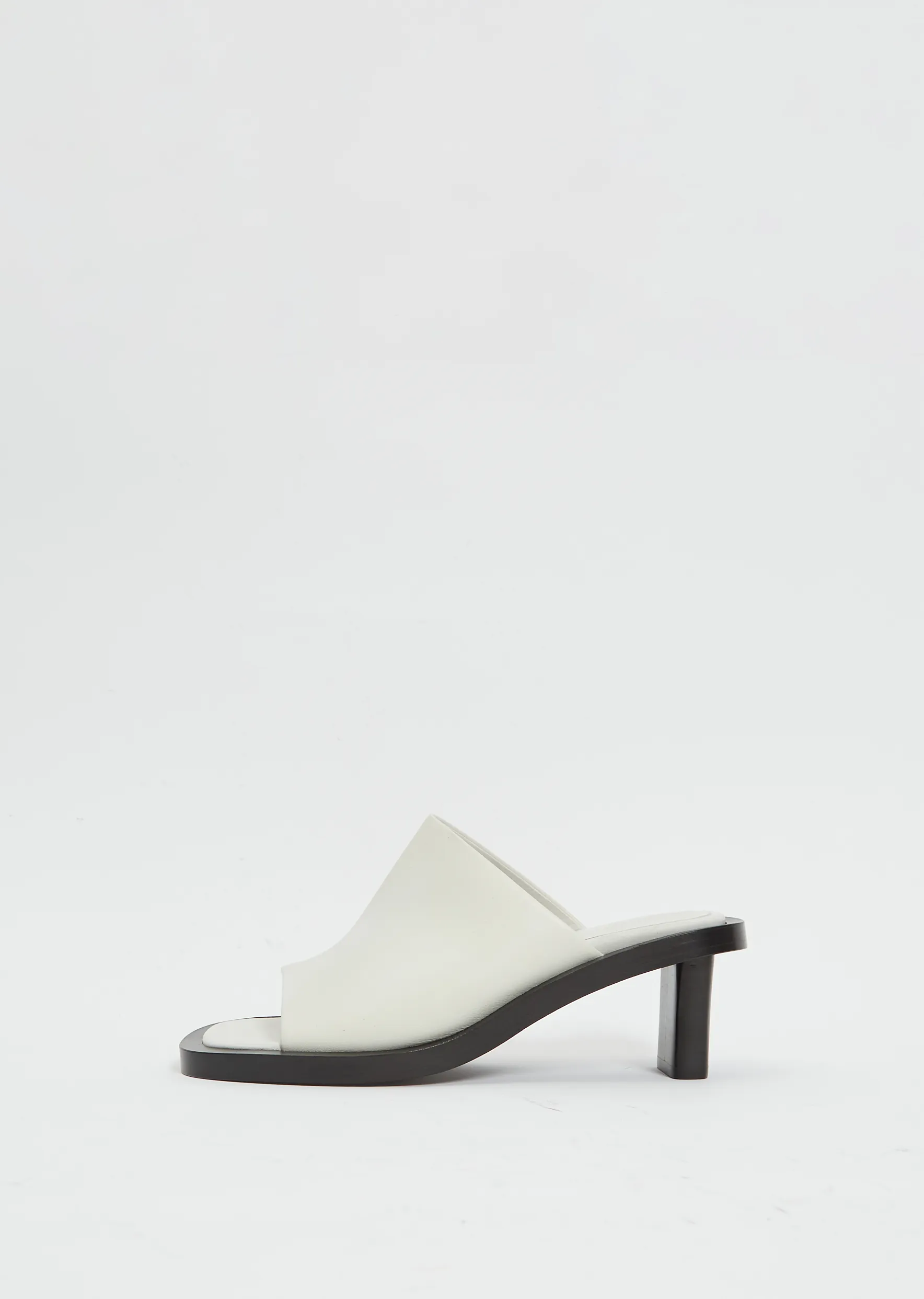 Cube Contrast Open Toe Mule — Milk