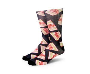 Cup Noodles Black Sublimated Unisex Crew Socks | Shoe Size 8-12, Sock Size 10-13