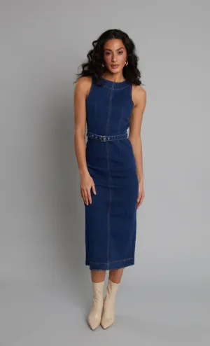 Dark Denim Midaxi Shift Dress